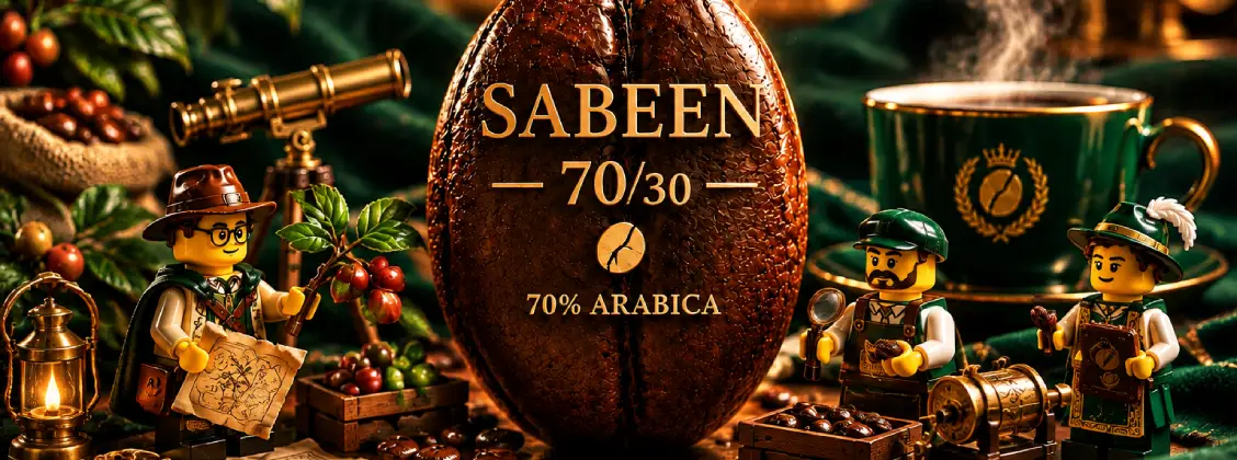قهوه 70درص ربوستا با نام سبین با دو لگو در کنارش